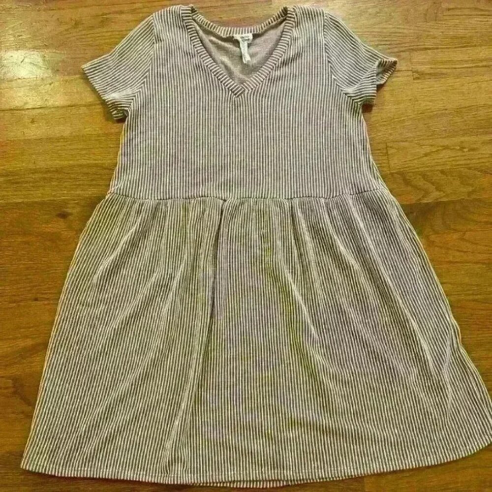 Caution to the wind pink and white stripe dress medium